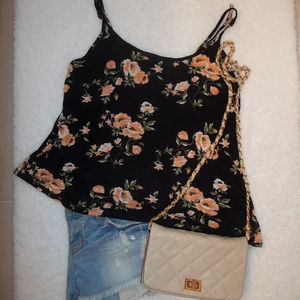 Forever 21 Floral Caged Back Shirt Size Small